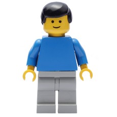 Man - Blue Torso, Light grey Legs, Black Hair (fig-005105)