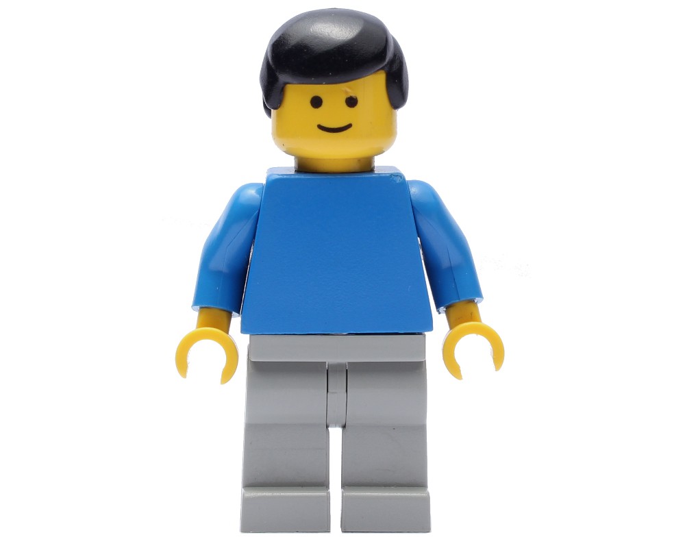 LEGO Set fig-005105 Man - Blue Torso, Light grey Legs, Black Hair ...