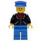 Man - Black Jacket, Blue Legs, Blue Hat