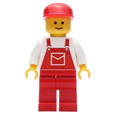 Man - White Torso, Red Overall, Red Cap (3626b Head) (fig-005112)