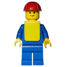 Man - Blue Torso, Blue Legs, Red Helmet, Yellow Vest (fig-005114)