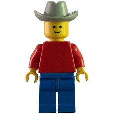 Man - Red Torso, Blue Legs, Light grey Cowboy Head (fig-005117)