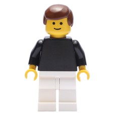Man - Black Torso, White Legs, Brown Hair (fig-005120)