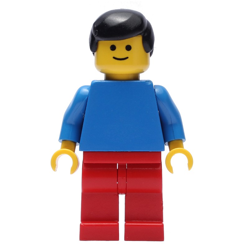 LEGO Set fig-005122 Man - Blue Torso, Red Legs, Black Hair ...