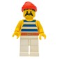 Pirate - Blue Stripes, White Legs, Red Bandana, Gold Belt Buckle, 3626b