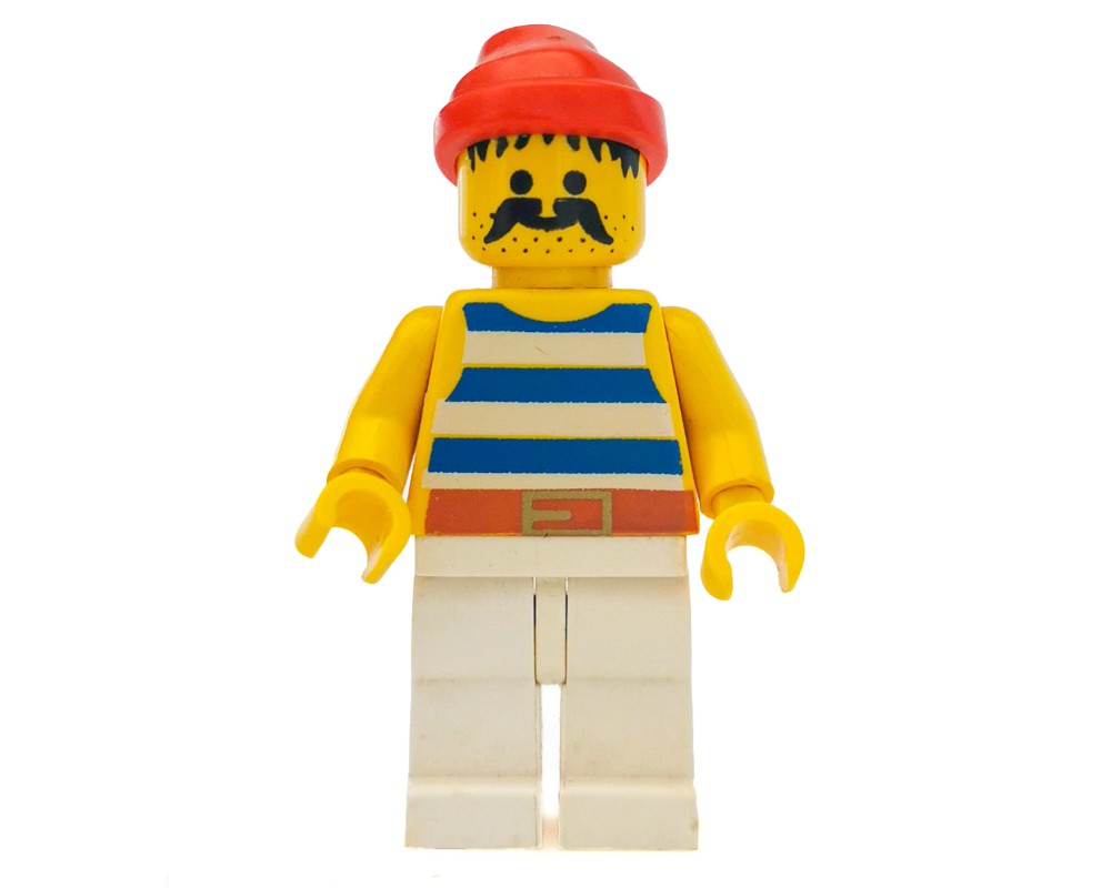 LEGO Set fig-005124 Pirate - Blue Stripes, White Legs, Red Bandana ...