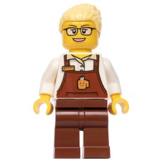 Barista, Woman, White Torso, Reddish Brown Apron, Bright Light Yellow Hair (fig-005129)