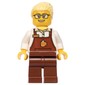 Barista, Woman, White Torso, Reddish Brown Apron, Bright Light Yellow Hair