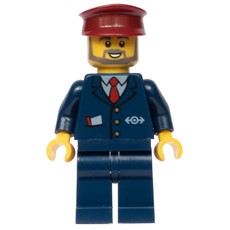 Conductor - Dark Blue Jacket, Dark Blue Legs, Dark Red Hat, Glasses, Beard (fig-005130)