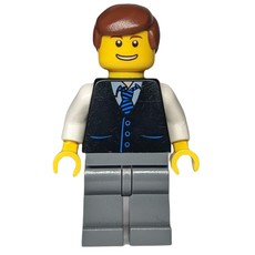 Man - Black Vest, Dark Bluish Gray Legs, Reddish Brown Hair (fig-005131)