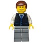 Man - Black Vest, Dark Bluish Gray Legs, Reddish Brown Hair