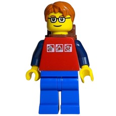 Man - Red Torso, Blue Legs, Backpack (fig-005133)