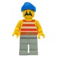 Pirate - Red Stripes, Light Gray Legs, Blue Bandana, 3626a