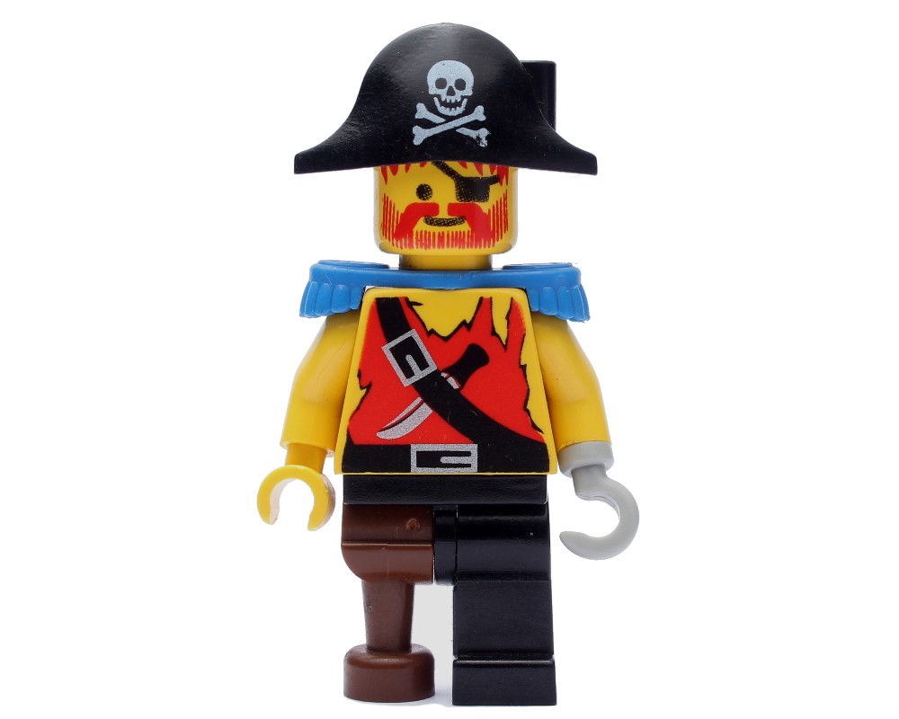 LEGO Set fig-005217 Pirate - Shirt with Knife, Peg Leg, Blue Epaulettes ...