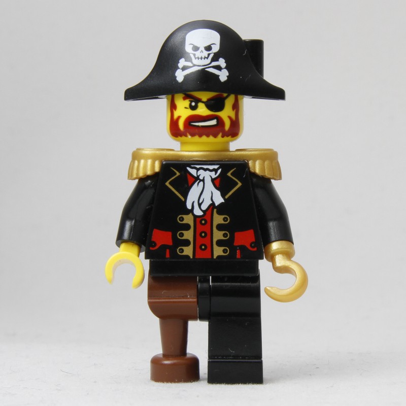 LEGO Set fig-005229 Pirate - Captain, Pearl Gold Hook, Bicorne with Skull