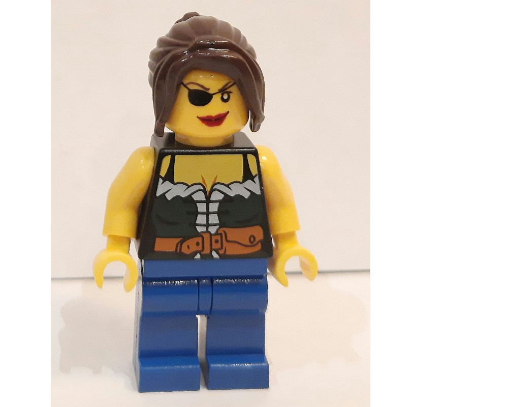 LEGO Set fig-005535 Pirate - Female, Black Hair with Bandana, White Arms