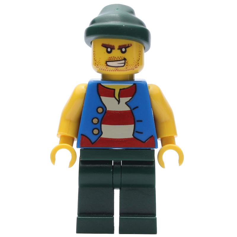 LEGO Set fig-005557 Pirate - Blue Vest, Dark Green Legs, Dark Green ...