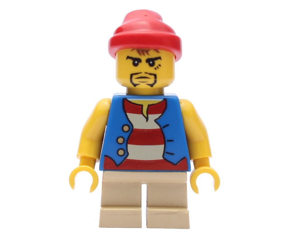 LEGO Set fig-005564 Pirate - Blue Vest, Short Tan Legs, Red Bandana ...