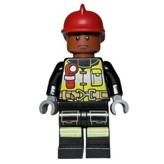 Firefighter with Reddish Brown Skin and Dark Red Fire Helmet (fig-005582)