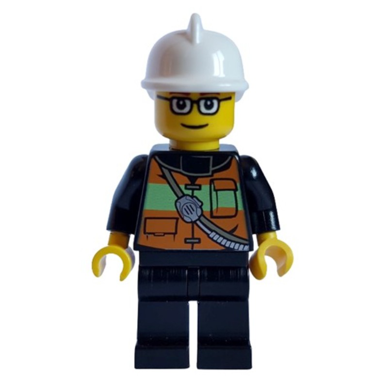 Lego Set Fig-005874 Fireman With Reflective Stripe Vest With Pockets 