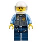 Policeman in Vest with Gold Badge, Radio, and Pockets. White Helmet with Trans-Clear Visor