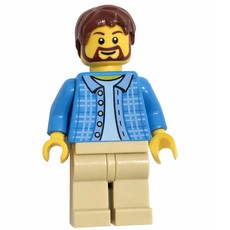 Dad with Dark Azure Shirt with Buttons, and Beard (fig-005883)