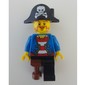 Pirate with Blue Jacket over Red and White Striped Shirt, Peg Leg, and Pirate Hat with Skull