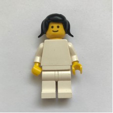 Female, Plain White Torso and Legs, Black Pigtails Hair (fig-005950)