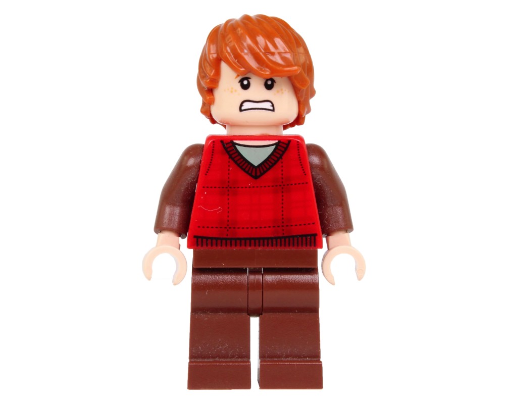 LEGO Set fig-006162 Ron Weasley, Red Tartan Sweater Vest, Reddish Brown ...
