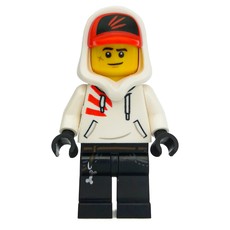 Jack Davids, White Hoodie with Hood and Red Cap (fig-006319)