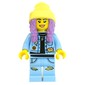 Parker L. Jackson, Bright Light Blue Denim Jacket, Bright Light Yellow Beanie Hat, Medium Lavender Hair