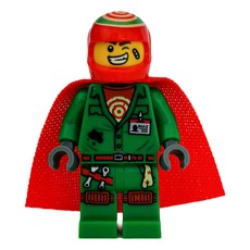 Douglas Elton / El Fuego, Green Outfit with Red Helmet and Cape (fig-006342)