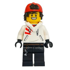 Jack Davids, White Hoodie with Downed Hood and Red Backwards Cap, Angry / Smile (fig-006362)