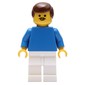 Soccer Player Blue Torso, White Legs, Brown Hair, Mustache