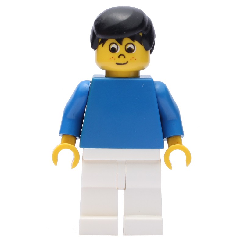 LEGO Set fig-006419 Soccer Player Blue Torso, White Legs, Black Hair ...