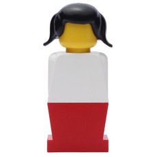 LEGOLAND Female, White Torso, Red Legs, Black Hair (fig-006459)