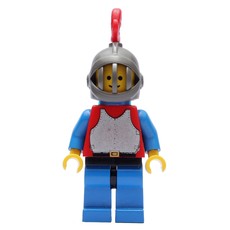 Knight (Breastplate on Red) - Blue Legs, Red Plume, Plastic Cape (fig-006562)