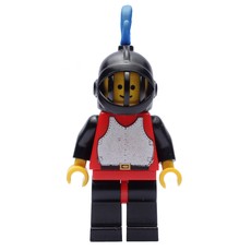 Knight (Breastplate on Red) - Black Legs, Blue Plume (fig-006569)