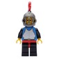 Knight (Breastplate on Blue) - Black Legs, Dark Gray Helmet, Red Plume, Plastic Cape