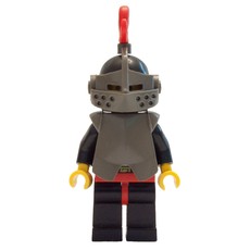 Knight (Breastplate on Black) - Black Legs, Armor, Red Plume, Solid Stud Head (fig-006588)