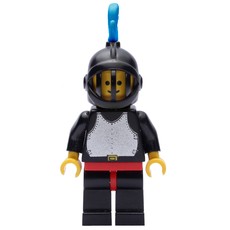 Knight (Breastplate on Black) - Black Legs, Black Helmet, Blue Plume (fig-006591)
