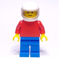 Man, Plain, Red Torso, Blue Legs, White Helmet with Visor (fig-006687)