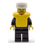 Policeman, Black Suit with Badge, White Hat, Life Vest, Glasses