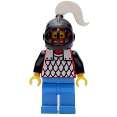Knight (Scale Mail on Red) - Black Arms, Blue Legs, White Plume (fig-006720)