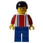 Soccer Player White Torso, Blue/Res Stripes, Blue Legs, Black Hair, #2