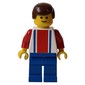 Soccer Player White Torso, Blue/Res Stripes, Blue Legs, Brown Hair, #7