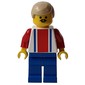 Soccer Player White Torso, Blue/Res Stripes, Blue Legs, Tan Hair, #9