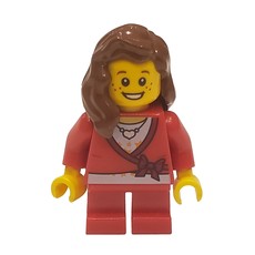 Girl, Cardigan Tied with Bow, Necklace, Short Red Legs (fig-006794)