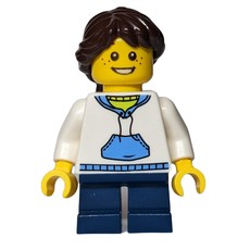 Girl, White Hoodie, Short Dark Blue Legs (fig-006797)