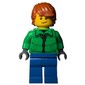 Man, Bright Green Jacket, Blue Legs